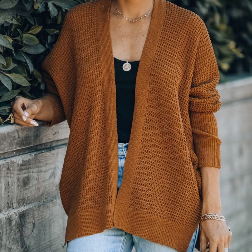 Open front knit dolman cardigan